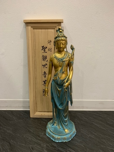 再入荷 CB76 高村光雲 原型 鋳銅聖観音菩薩像 高村光雲写 共箱在銘仏像