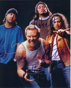 メタリカ 　Metallica オールメンバー　ジェームズ・ヘットフィールド　ラーズ・ウルリッヒ　カーク・ハメット　サインフォト