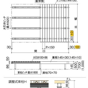 ウッドデッキ DIY 四国化成 ファンデッキHG 人工木 樹脂 2.5間×7尺 ベランダ 調整式束柱H 人工木 樹脂 セット キットの画像7