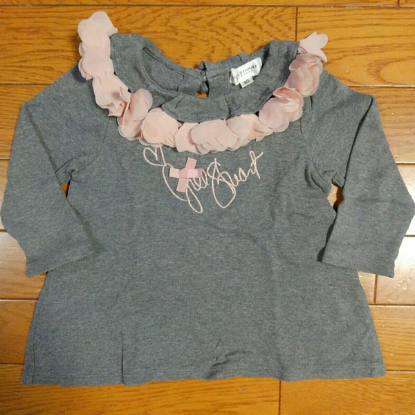 ジルスチュアート JILLSTUART ワンピース チュニック 90㎝ グレー ピンク ヒラヒラ・フリル 中古 ⑤