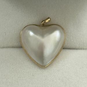 K18 sea water mabe pearl pendant top Heart book@ pearl 