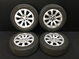 T105 タイヤ コンチネンタル 225/55R16 5分山 16年43週 ホイール ベンツ 16インチ 5穴 7.5J ハブ径73mm セット 4本 送料無料