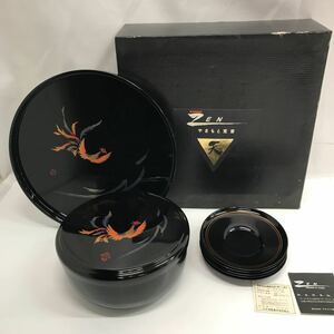 257　長期保管未使用品　やまもと寛斎　盆付茶菓セット　漆器　KANSAI　ZEN　山中漆器　お盆　山本寛斎 kansai yamamoto