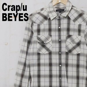 Crap/u BEYES■コットン長袖シャツ ウェスタンシャツ スナップボタン チェック柄■M■アイボリー×ブラウン　※RY3207018