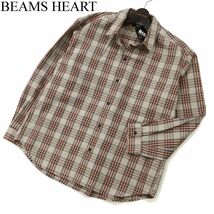 【新品 未使用】 BEAMS HEART ビームス ハート 通年 長袖 チェック柄★ ビッグ シルエット シャツ ジャケット Sz.S　メンズ　C3T00724_1#C_画像1