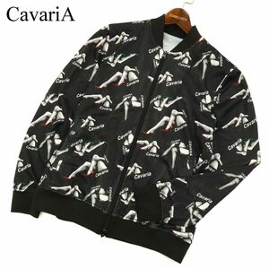 CavariA キャバリア 通年 メッシュ 総柄★ ダブルフルジップ ジャケット ブルゾン Sz.44　メンズ 黒　C3T00915_2#O