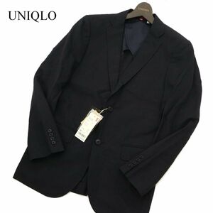 【新品 未使用】 UNIQLO ユニクロ 通年 SLIM FIT 麻混 リネン混 コットン アンコン テーラード ジャケット Sz.XS　メンズ 紺　C3T01018_2#O