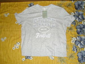 【即決】H&M Football プリントTシャツ EUR/US S ゆったり グレー