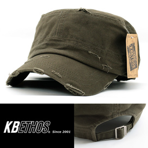 ワークキャップ 帽子 メンズ ケービーエトス KB ETHOS Distressed Army Cap オリーブ 正規品 KBK-1466-OLV アメリカ NYC USA