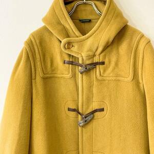  rare {...../ Moorbrook }70s beautiful goods [ INVERTERE Moore Brooke mustard yellow herringbone duffle coat Britain made ]