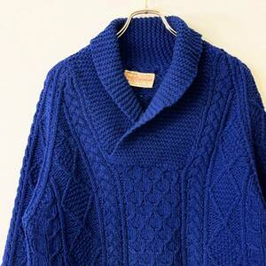 希少《初見 / LockGarman》60s70s 美品【 Galway Bay Products ショールカラー ロイヤルブルー ビンテージ アランセーター aran islands 】