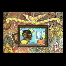 ■中央アフリカ切手　1978年　ローランド・ヒル 100周年 / ペニー郵便制度　金箔切手シート_画像2