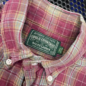  Old OLD polocountry кнопка down рубашка фланель рубашка S размер Polo Country RRL 80s 90s рубашка с длинным рукавом Ralph Lauren 