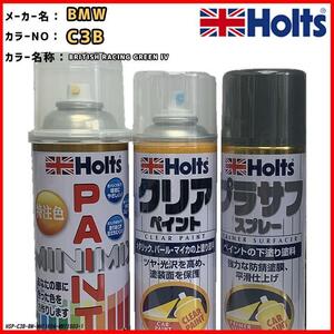 ペイントスプレー BMW C3B BRITISH RACING GREEN IV Holts MINIMIX クリアスプレー プラサフ グレースプレー セット