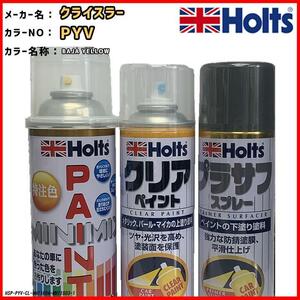 ペイントスプレー クライスラー PYV BAJA YELLOW Holts MINIMIX クリアスプレー プラサフ グレースプレー セット