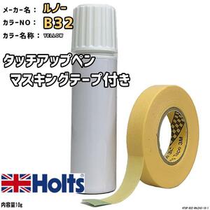 マスキングテープ付 タッチアップペン ルノー B32 YELLOW Holts MINIMIX