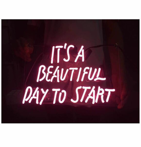 ネオンサイン、『ITS A BEAUTIFUL DAY TO START』NEON SIGN 、ディスプレイ サインボード、ギフト、 省エネ、バー、カフェ、喫茶店、広告用