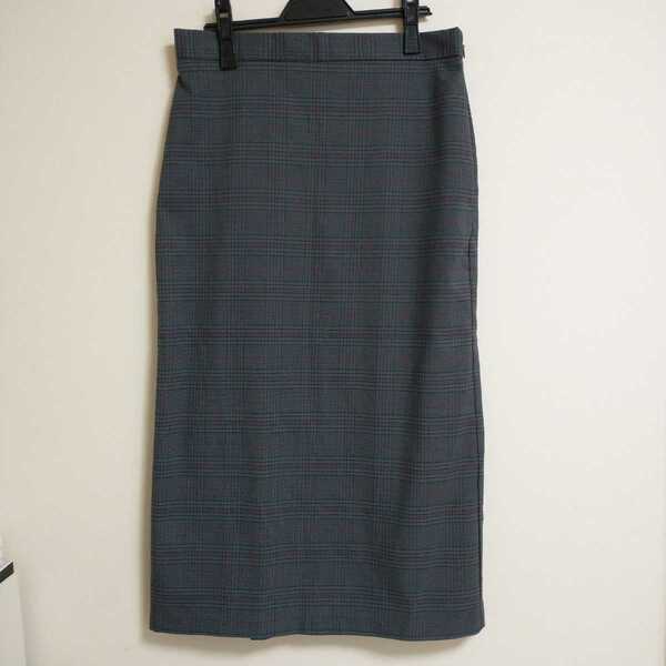 【送料無料】 新品 GU ロングスカート XL グレー チェック ジーユー 大きいサイズ タイトスカート スカート #tnftnf 