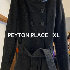 ★ペイトンプレイス　PEYTON PLACE ダブルコート　チャコールグレー　XL フードファー付きコート