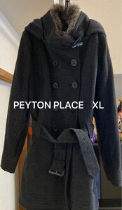 ★ペイトンプレイス　PEYTON PLACE ダブルコート　チャコールグレー　XL フードファー付きコート