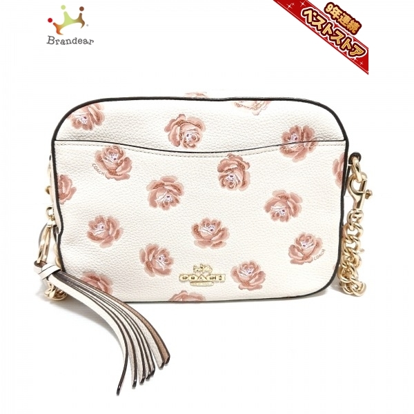 割引一掃 COACH コーチ ショルダーバック PVC ピンク 花柄 ラメ www