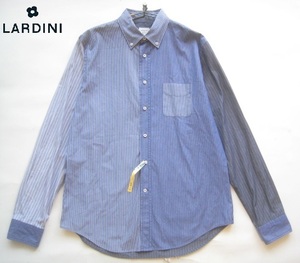 美品ルーマニア製!!ラルディーニ LARDINI*4種ストライプ柄切り替えパッチワークボタンダウンシャツ XL 大きいサイズ