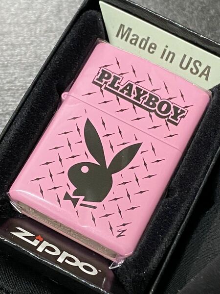 zippo プレイボーイ ピンク 希少モデル 2017年製 PLAY BOY シルバーインナー 2017年製 ケース 保証書付き