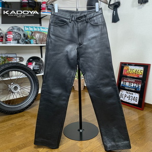 ☆KADOYA カドヤ レザーパンツ ブラック/3２（ウエスト75cm）レギュラーストレート ◆バイク ライディングパンツ ジーンズ 本革 革パン