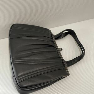 K124* не использовался натуральная кожа камыш . формальный сумка чёрная кожа большая сумка 