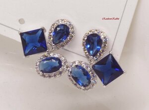 18K RGP платина diamond CZ цветок голубой . камень серьги yp4898