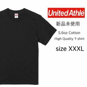 【ユナイテッドアスレ】新品未使用 5.6oz 無地 半袖Tシャツ ブラック 黒 XXXL United Athle 500101 ハイクオリティー コットン 男女兼用