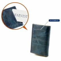 Harvest ハーベスト ムスタッシュ 財布 ブランド レザー 二つ折り財布 メンズ/レディース 本革 DBR 5409 ネイビー_画像4