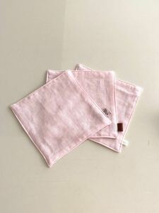 ハンドメイド★wガーゼ　ハンカチ　15cm ピンク　3枚セット(629)