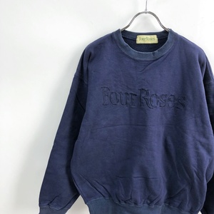 古着★FourRoses/フォアローゼス スウェット トレーナー 刺繍ロゴ コットン100% ネイビー サイズ152-160 レディース