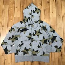 BAPE スター パーカー グレー × 1st camo Sサイズ a bathing ape BAPE sta full zip hoodie star エイプ ベイプ アベイシングエイプ i27_画像1