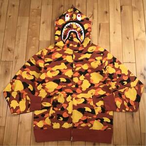 ★XL★ オレンジカモ シャーク パーカー shark full zip hoodie a bathing ape BAPE エイプ ベイプ アベイシングエイプ 迷彩 sa1075