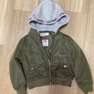 90サイズ 1歳半から2歳 H&M フード付きMA-1 マウンテンパーカー 今なら＋プラス帽子付き