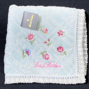 ★未使用★新品【ブルックスブラザーズ Brooks Brothers】タオルハンカチ　薔薇＊刺繍