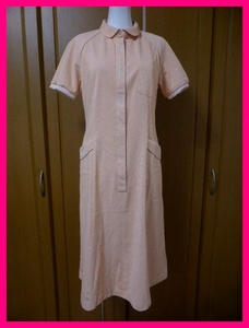  free shipping [ as good as new. beautiful goods ] nurse clothes / white garment short sleeves One-piece Mnagaire- Ben orange delicate . stripe unused . close costume play clothes also 