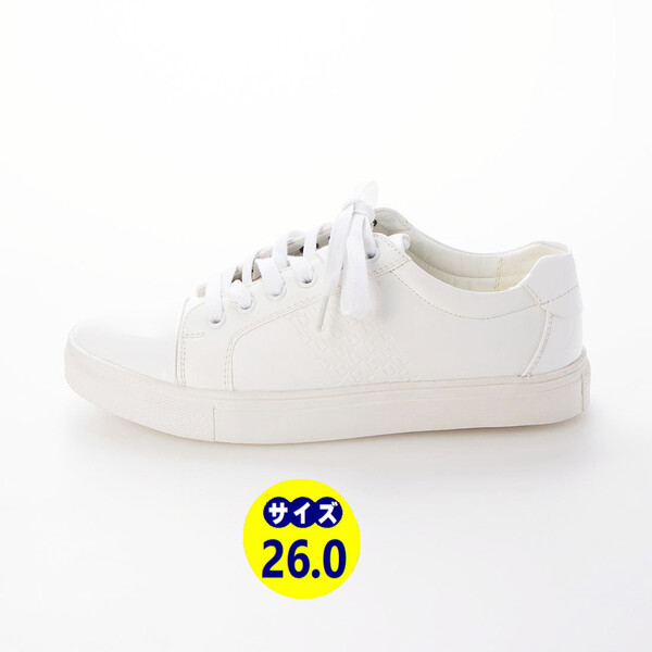新品、訳あり商品、送料無料!『21108-WHT-260』男女兼用・スムース&エナメル2トーンデッキシューズ・スニーカー