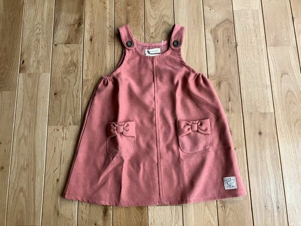 新品 conoco 女の子 ベビー ジャンパースカート ワンピース リボン ピンク 95センチ