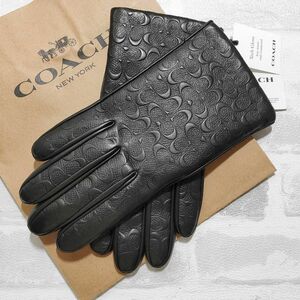 人気★COACH コーチ レザー グローブ 手袋 レディース スマホ対応 7.5 革手袋
