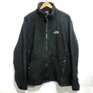 ■ THE NORTH FACE ノースフェイス ワンポイント 刺繍ロゴ フルジップ フリース ジャケット サイズL ブラック アメカジ アウトドア ■