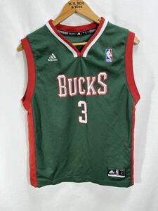 ■ 子供用 adidas アディダス NBA BUCKS バックス ＃3 ジェニングス ユニフォーム タンクトップ サイズL 14/16 スポーツ バスケ アメカジ■