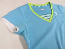 I2595：プリンス（prince）レディース テニスシャツ M ゲームシャツ半袖スポーツウェア/バトミントン/ブルー水色/WL4072_画像5
