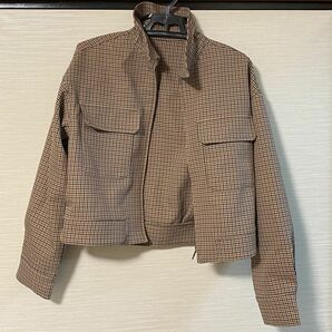 【即日発送】ジャケット　Sサイズ　ギンガムチェック　ベージュ　アウター　春服　韓国