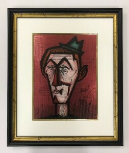 【特価】　≪　　ベルナール 　ビュッフェ　　≫　　オリジナル リトグラフ【石版画】 LE CLOWN AU FOND ROUGE 1967年　BERNARD　 BUFFET