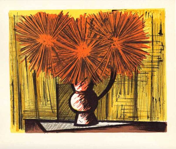 【特価】 ≪ ビュッフェ ≫ レゾネ図版 【 DAHLIAS ON A YELLOW BACKGROUND 】