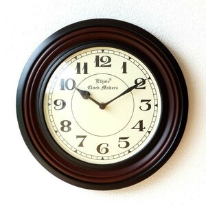 壁掛け時計 掛け時計 木製 おしゃれ ウッド 丸 ラウンド ローマ数字 アンティーク レトロ クラシック ウォールクロック ウッディーラインC