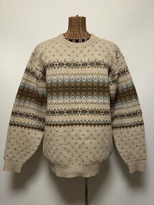 ★USED/SWEATER/KNIT/CREW NECK/FAIR ISLE PATTERN/フェアアイル/ニット/セーター/クルーネック/アウトドア/男女兼用/Ｌサイズ/古着★